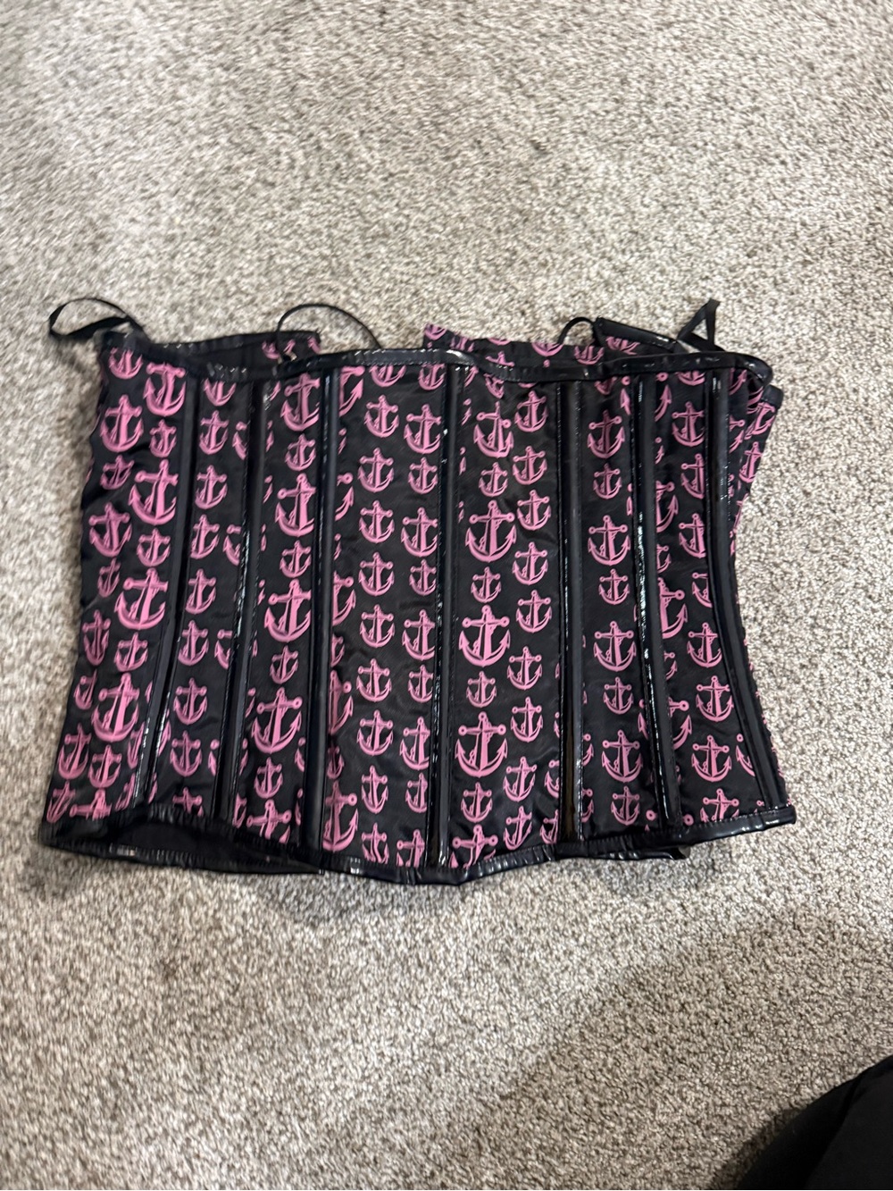 Black underbust Corset Top with Pink Ancho